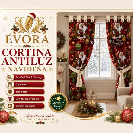 Cortina Antiluz Navideña Doble Panel